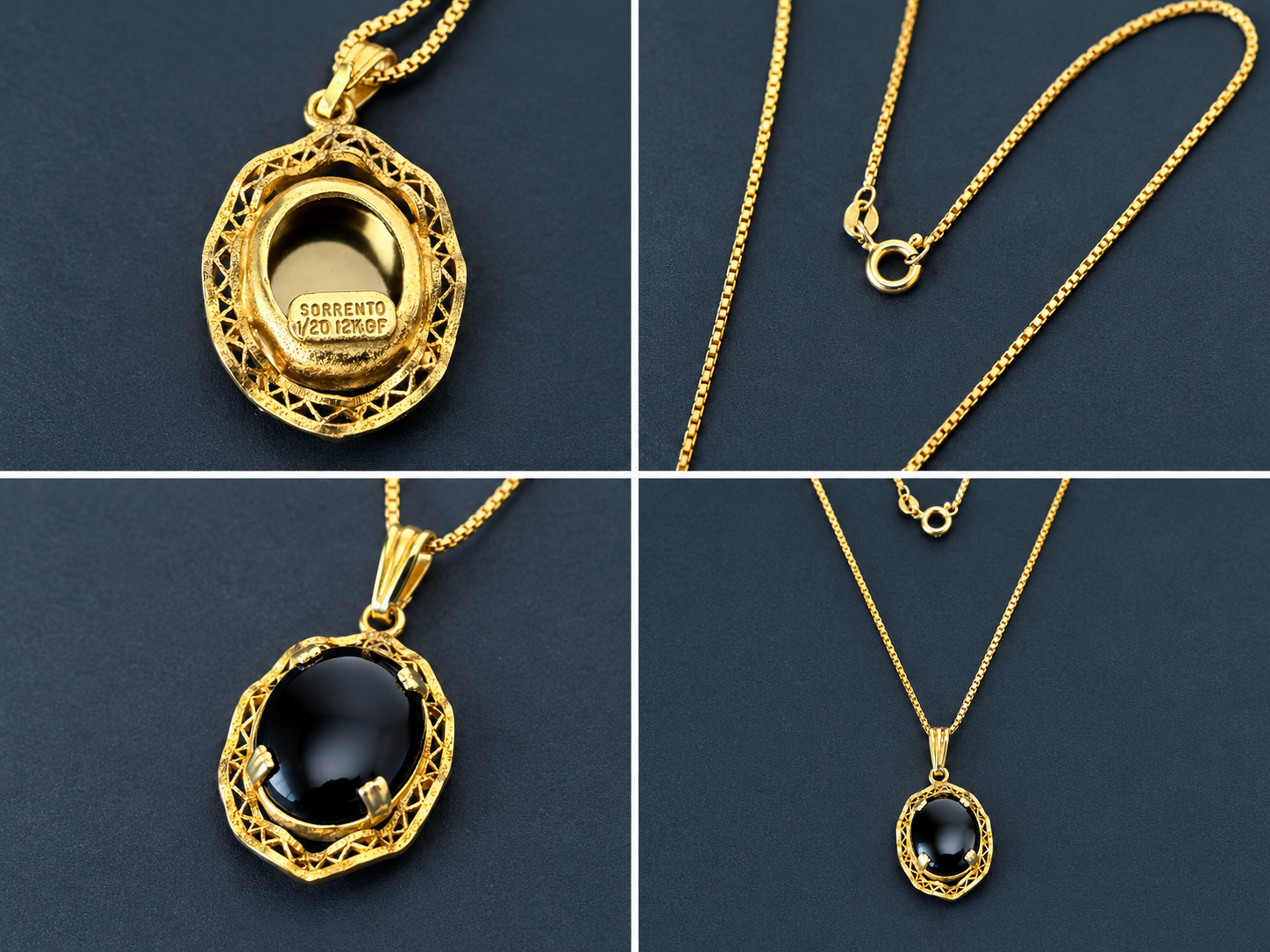 12K GOLD-FILL ITALIAN NECKLACE WITH BLACK ONYX