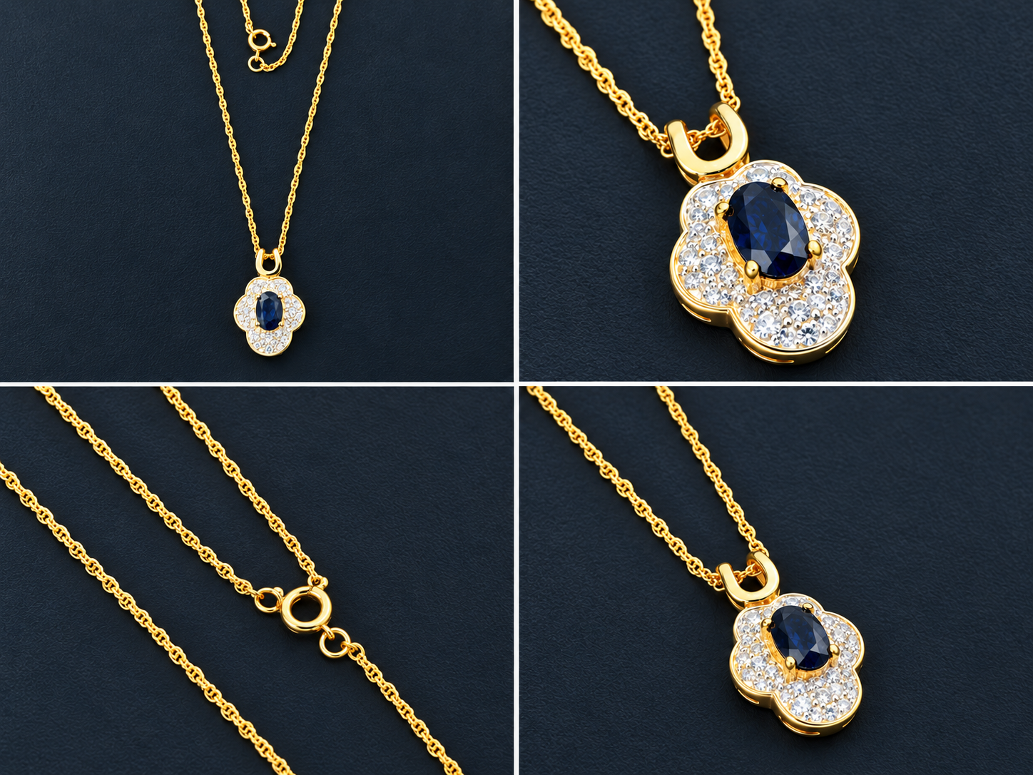 GOLD-FILL DIAMOND & SAPPHIRE NECKLACE