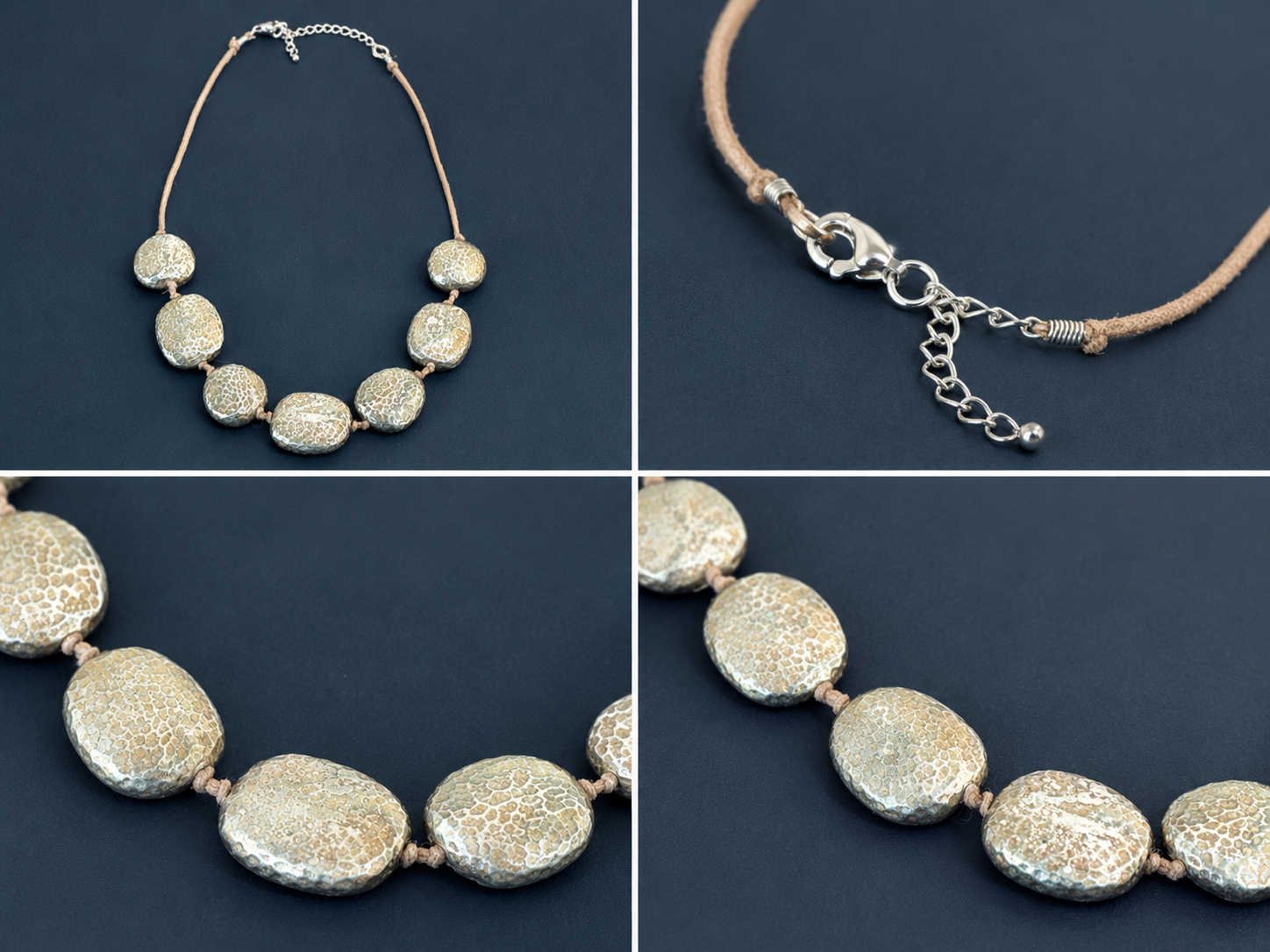 HAMMERED STERLING SILVER NUGGET NECKLACE