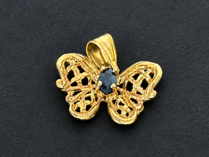 10K BUTTERFLY PENDANT WITH SAPPHIRE