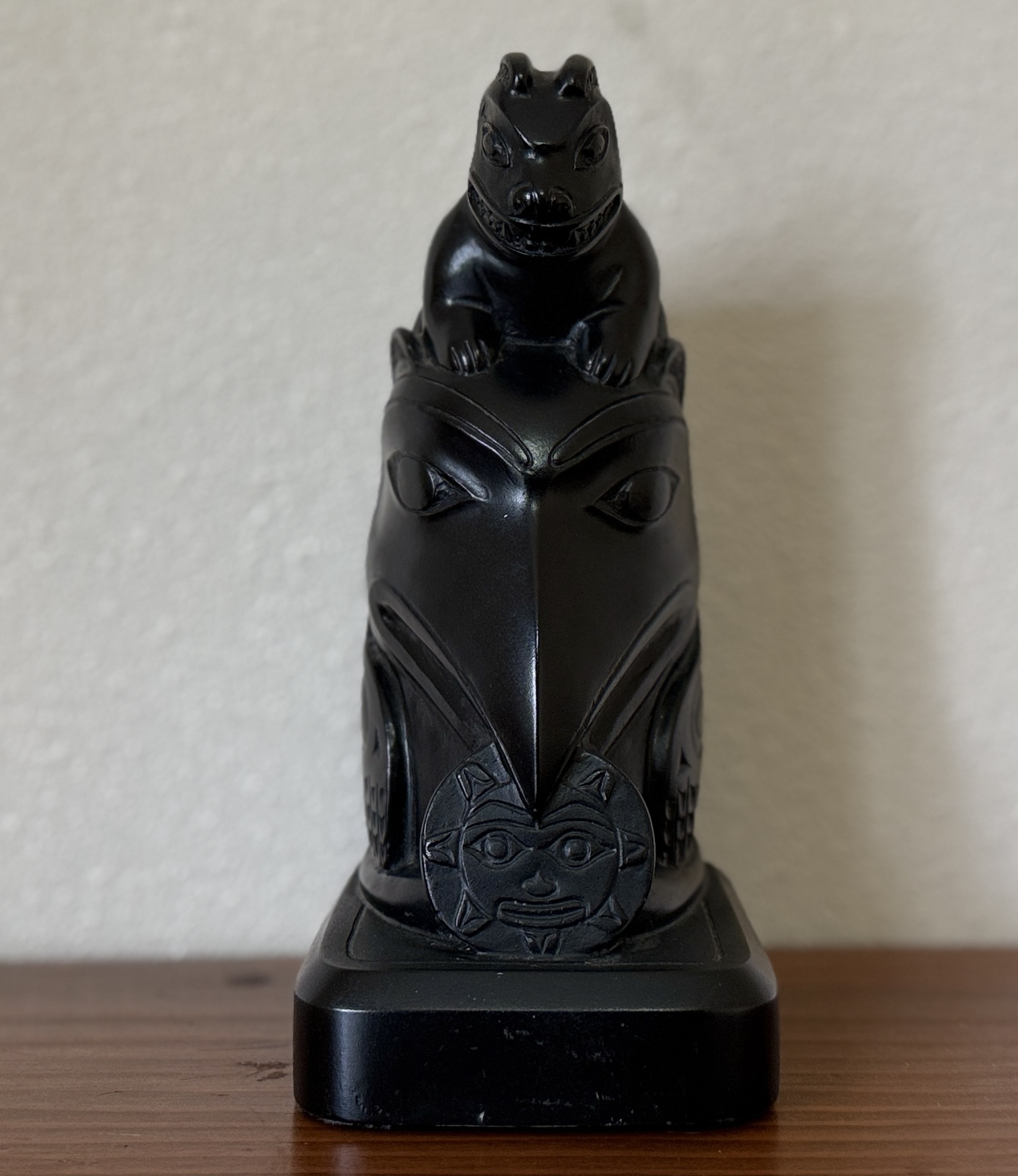 Boma Carved Black Stone Bookend
