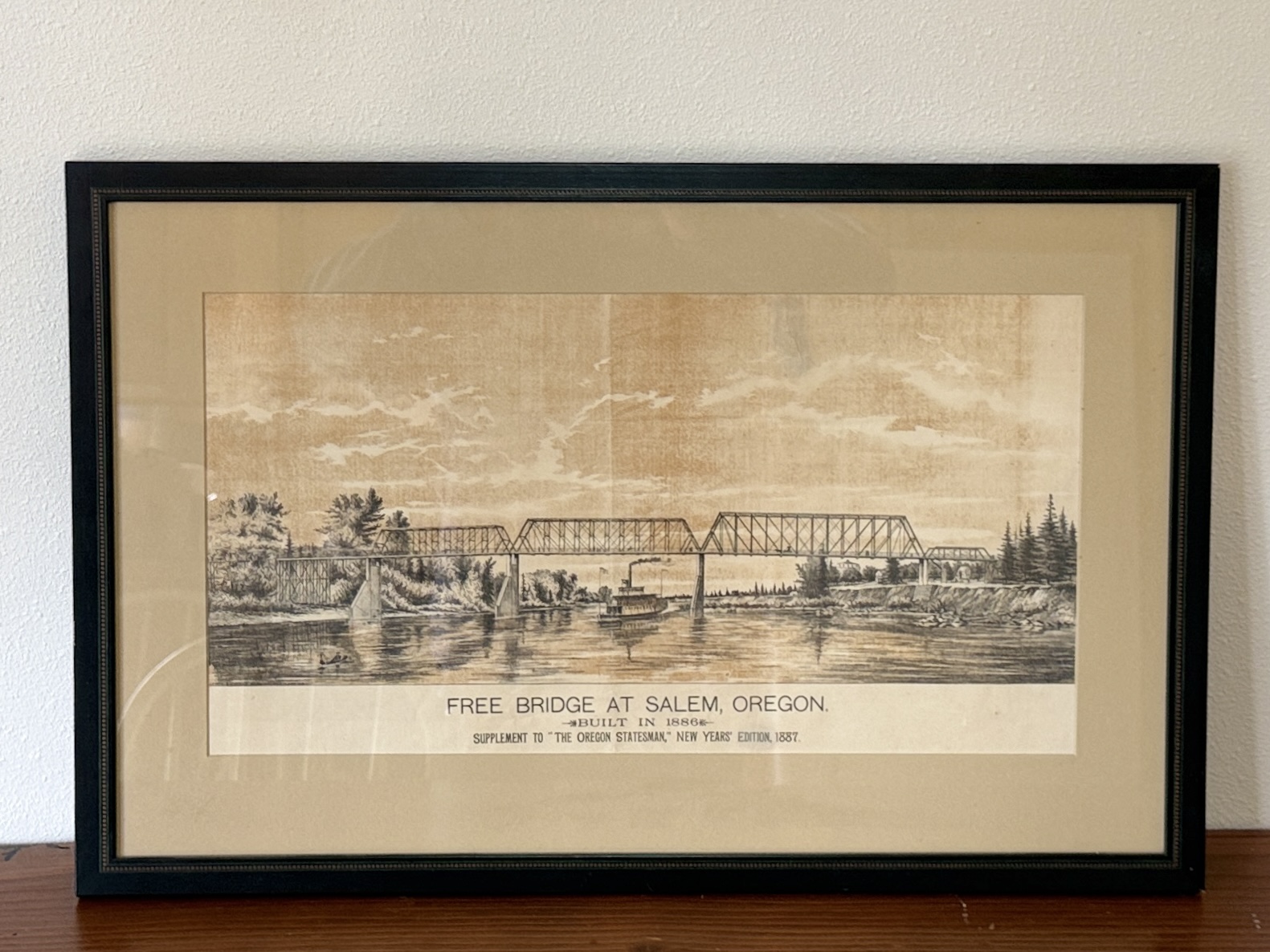 FREE BRIDGE AT SALEM, OREGON FRAMED PRINT