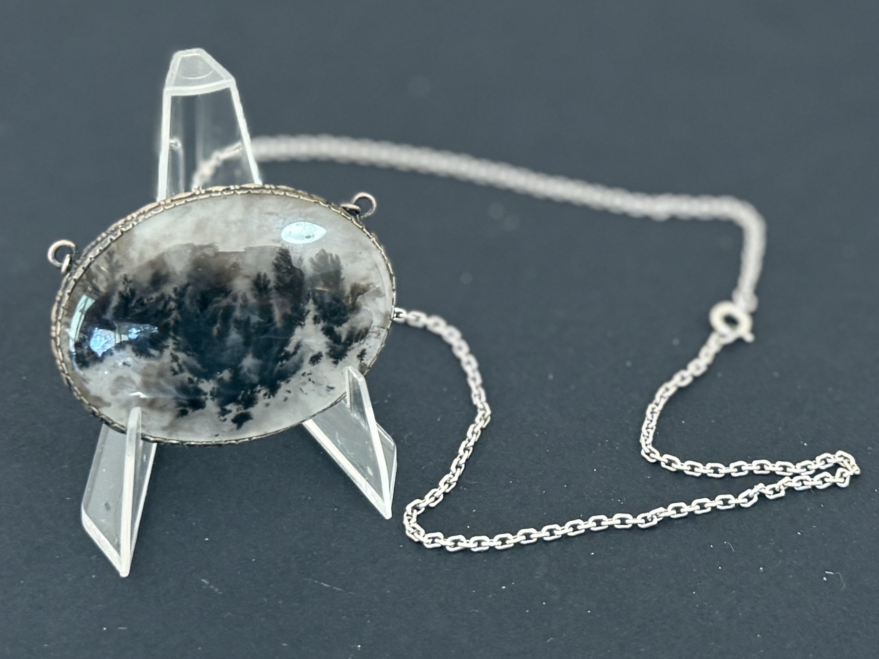 12K GOLD-FILL MOSS AGATE NECKLACE
