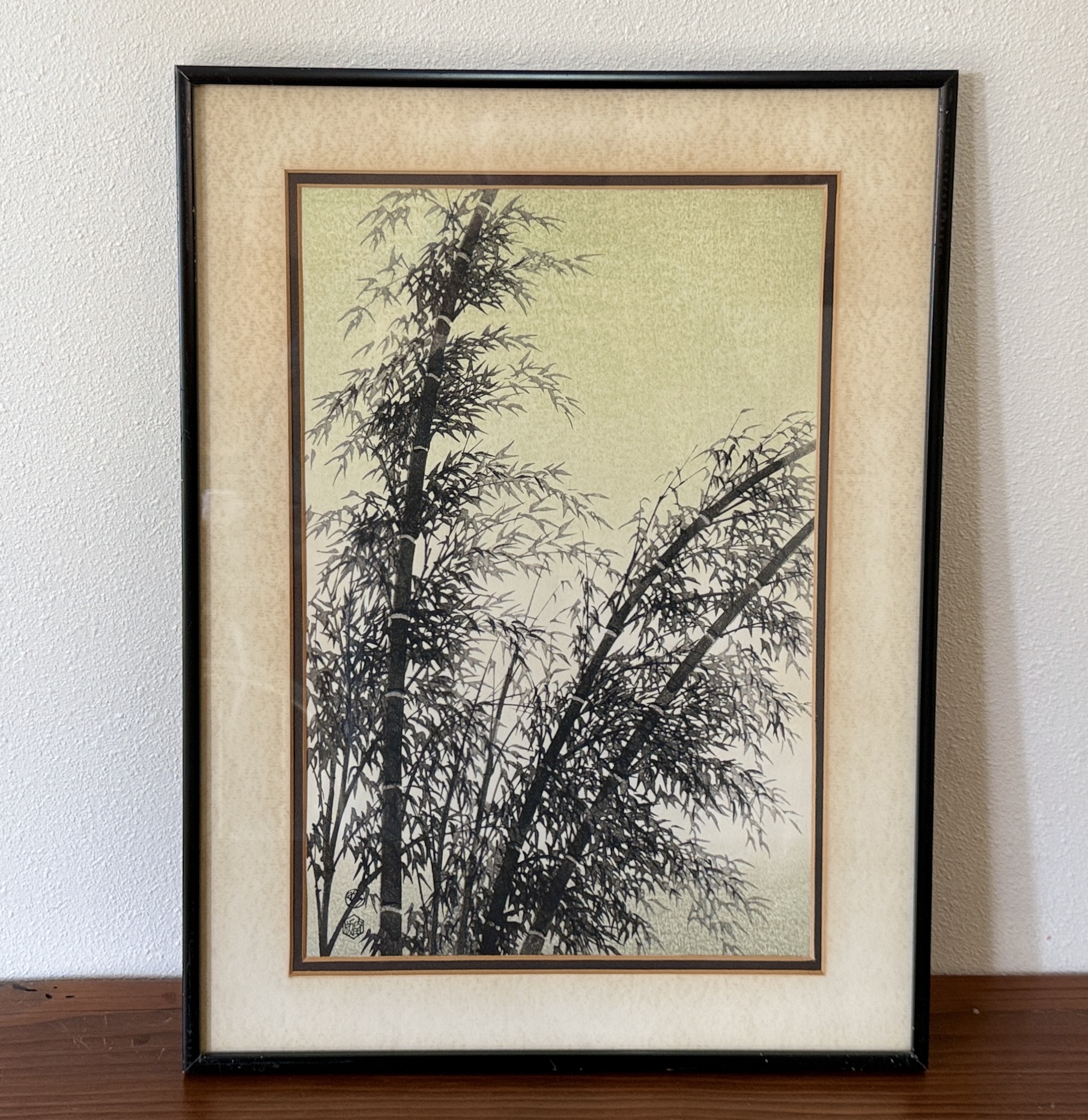 POLYCHROME WOODCUT OF BLACK BAMBOO