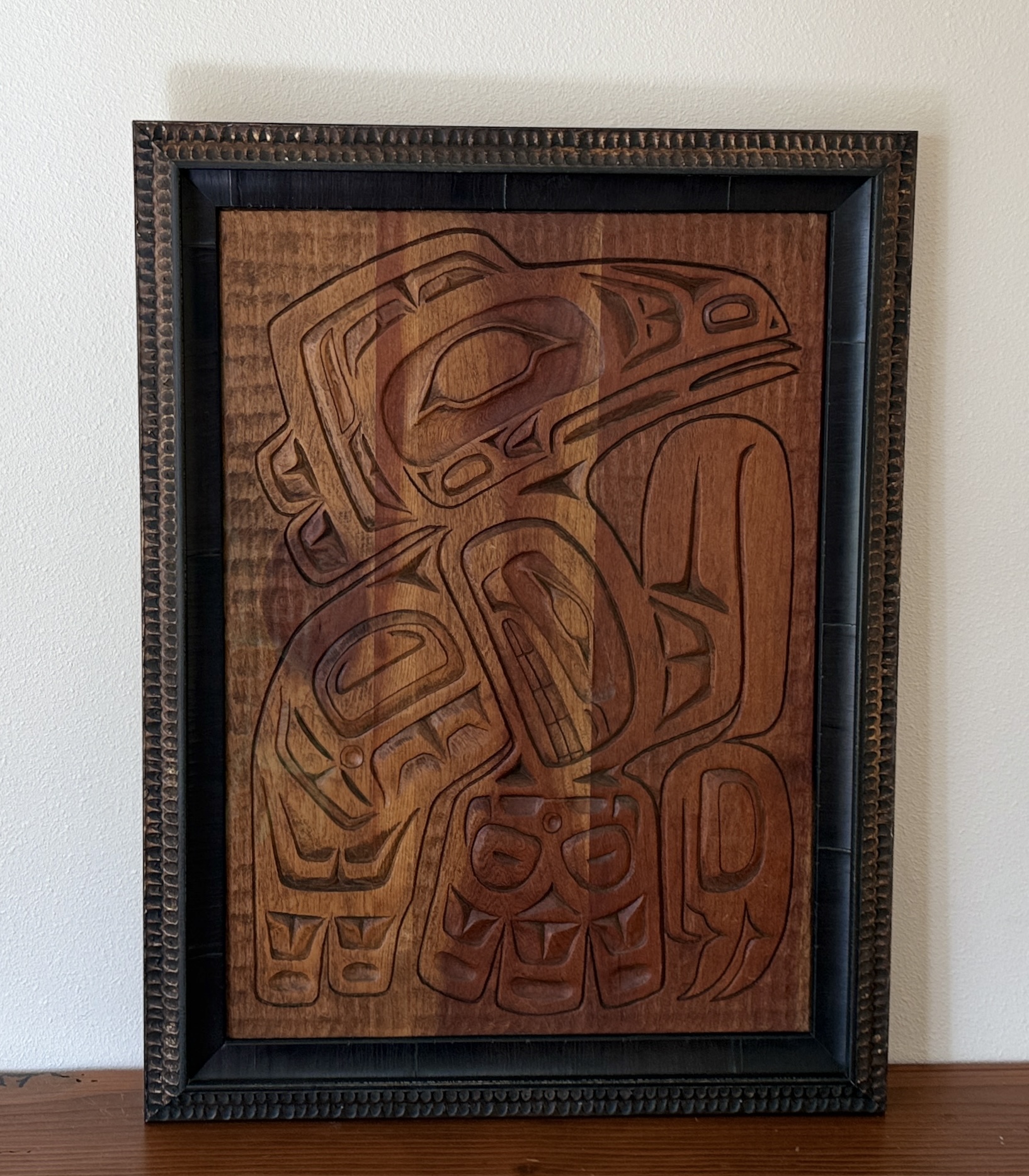 RAVEN, CARVED ON CEDAR