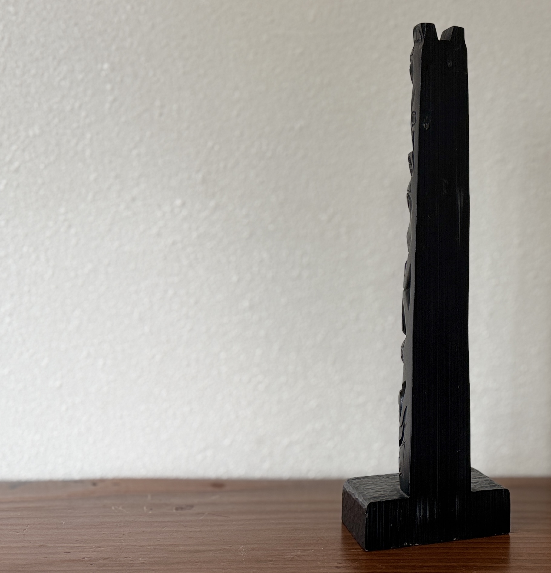 BOMA CARVED BLACK STONE TOTEM POLE SCULPTURE