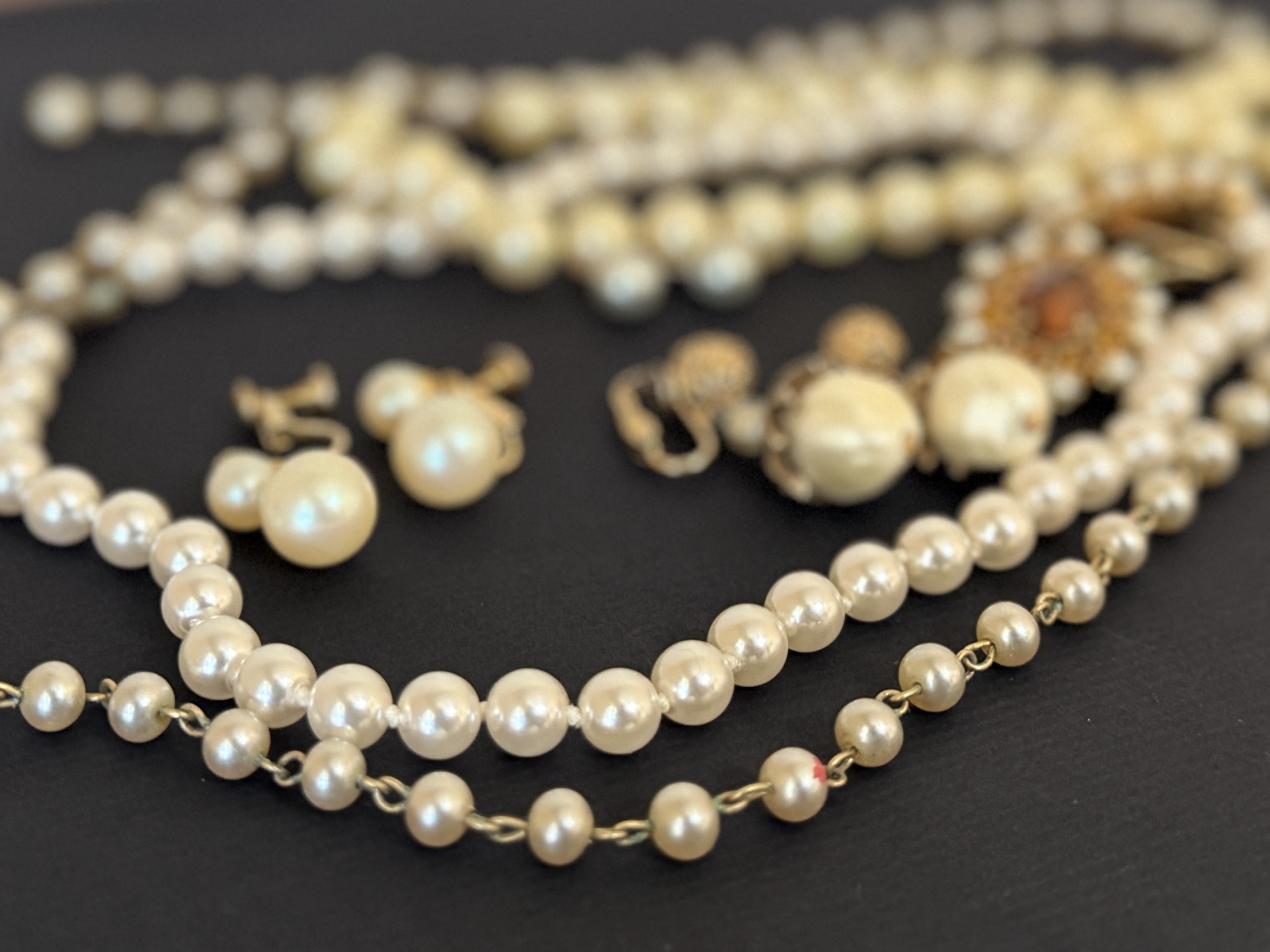 PEARL NECKLACES & EARRINGS