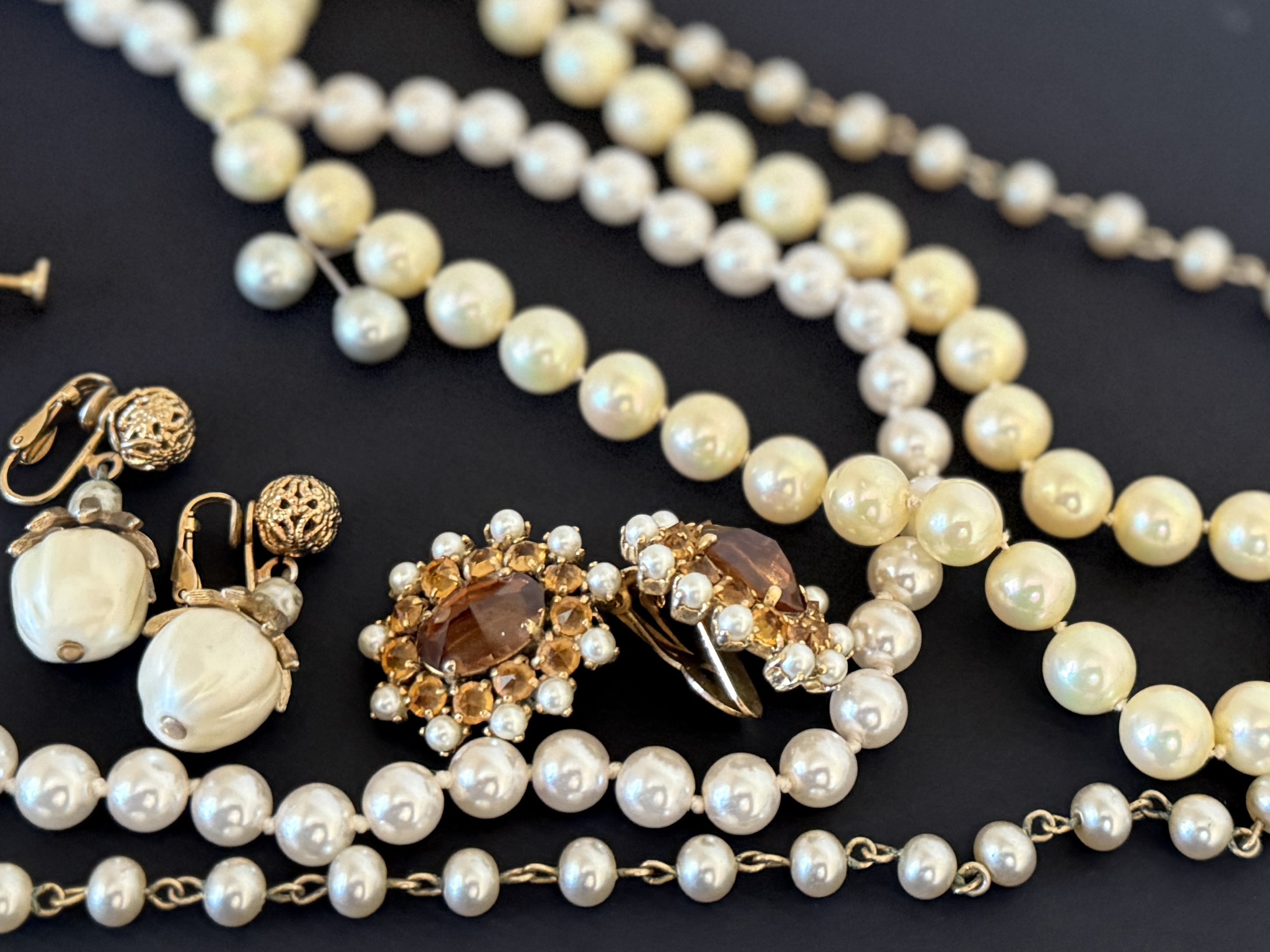 PEARL NECKLACES & EARRINGS