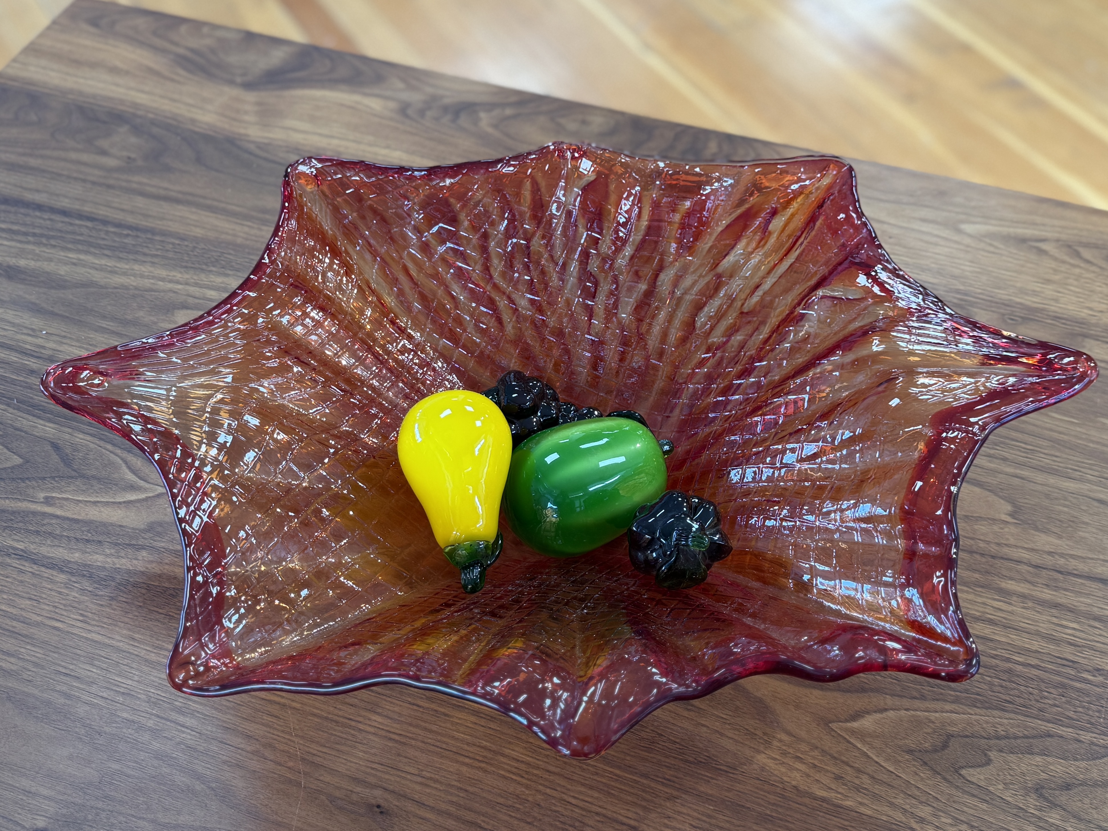 Large Glass Bowl & Fruit