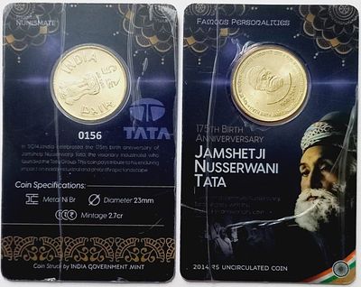 175th Birth Anniversary Jamshed Ji Nusserwanji Tata Rs. ATM card Rs.5