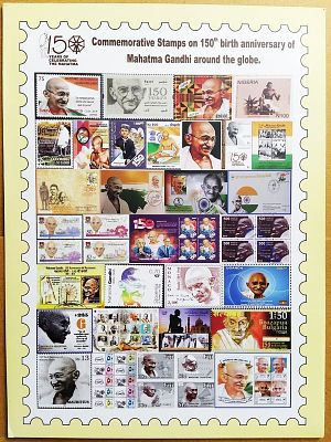 Commemorative Stamp on 150th Birth Anniversary of Mahatma Gandhi Around The Globe Presentation Pack