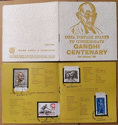 India Postage Stamps To Commemoration Gandhi Centenary Presentation Pack