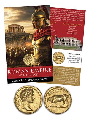 Roman Empire Gold Aureus Dynasty Gold Plated Reproduction Atm Card Type/Limited Edition