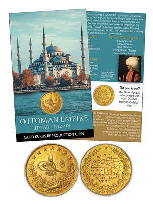 Ottoman Empire-Gold Kurus Gold -Plated Reproduction Atm Card Type/Limited Edition