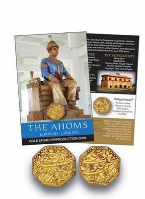 The Ahoms (1228-1826 AD) Dynasty Commemorative Gold-Plated Octagonal Mohur & History Folder