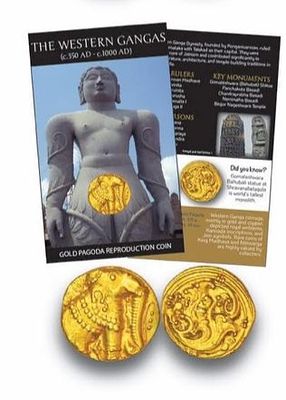 Western Gangas Dynasty Gold Pagoda Brass Reproduction & Info Card