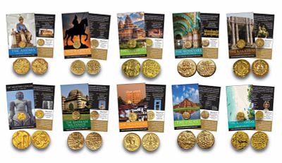 Empires of India 10 Dynasty Gold-Plated Reproduction Coin & Card Set