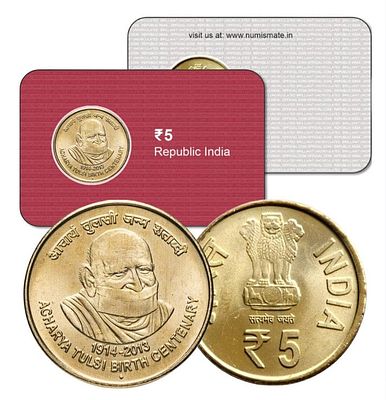 India – Acharya Tulsi Brith Centenary ATM card Rs.5