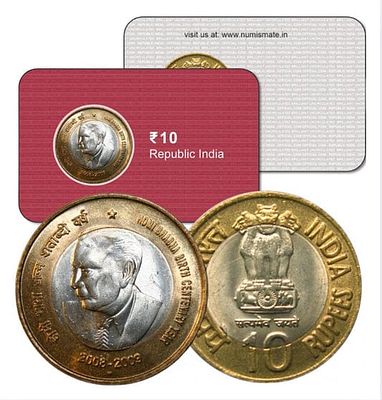 India – Homi Bhabha Brith Centenary ATM card Rs.10
