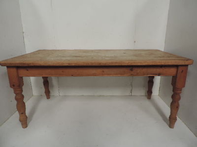 Solid Pine Rectangular Farmhouse Kitchen Table on Turned Legs 72" x 36" x 31"