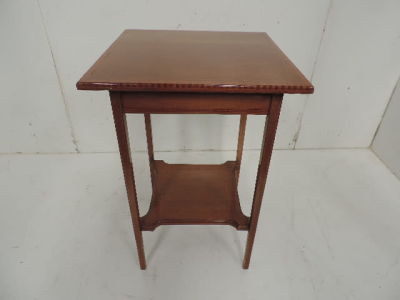 Edwardian Mahohany & Satinwood Inlay Square Top Two Tier Occasional Table