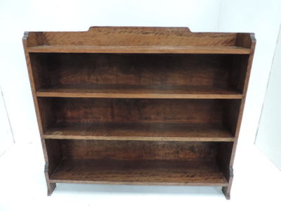 Art Deco Hardwood Three Shelf Low Open Bookcase