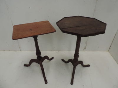 19th Century Mahogany Tripod Candle Stand / Table Plus One Other