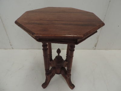 Victorian Mahogany Four Turned Pillar Octagonal Occasional Table