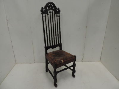19th Century William & Mary Style Oak High Back Side Chair