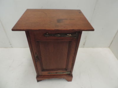 Art Nouveau Liberty Style Oak Exposed Copper Hinges Bedside Cabinet/ Pot Cupboard
