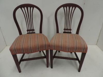 Pair of Antiques Mahogany Hepplewhite Upholstered Seat Side Chairs