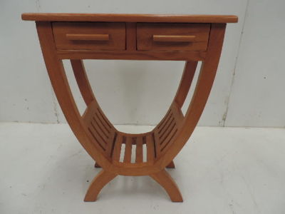 Small Pale Two Drawer Shaped Base Side / Occasional Table