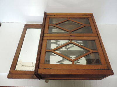 Edwardian Pale Mahogany Bevel Edge Glass Front Mirrored Back Wall/ Shaving Cabinet