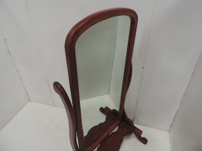 Victorian Mahogany Standard Full Size Dressing Chival Mirror on Shaped Stand