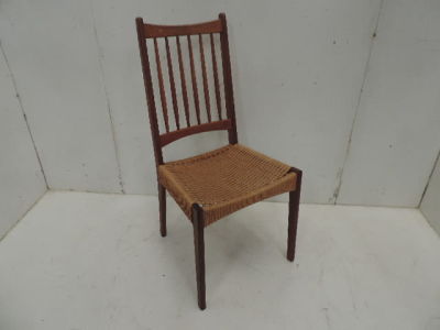 Single Mid-Century Danish Teak Woven Seat Dining Chair