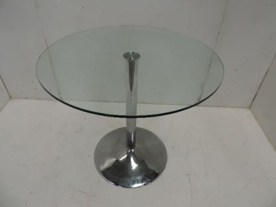 Chrome Stand 32" in Diameter Circular Glass Top Milan Bistro Table