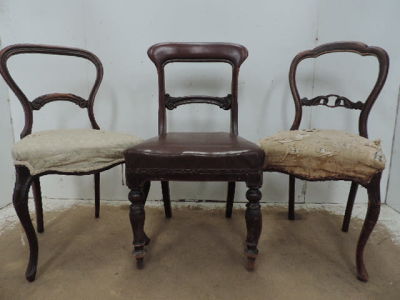 Two Victorian Mahogany Balloon Back Chairs on Cabriole Legs & One Other