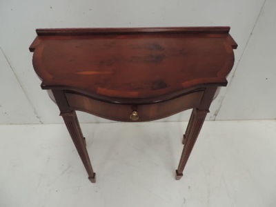 Reproduction Mahogany Shaped Front Side Table with Drawer
