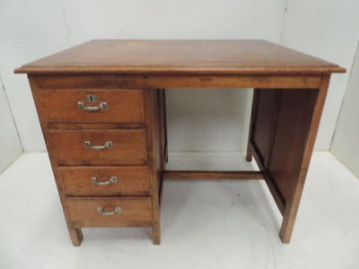 Mid Century Single Pedestal Four Drawer Desk