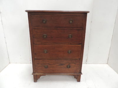 Small Mid Century Oak Four Drawer Chest