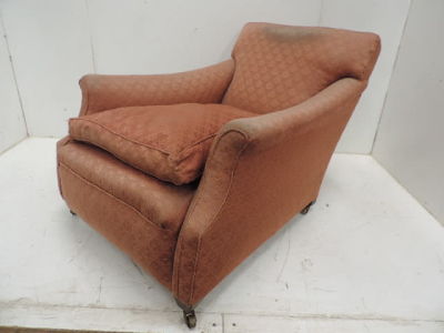 Edwardian Over Stuffed Upholstered Gentleman's Club Style Armchair