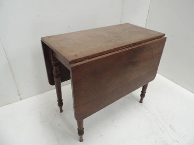 Victorian Solid Mahogany Drop Leaf Kitchen Table on Turned Legs