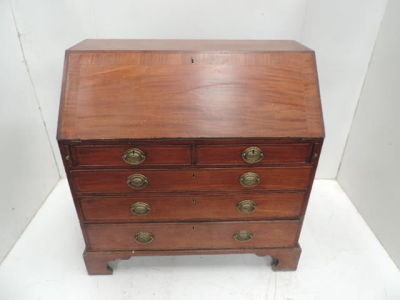 Georgian Mahogany Fall Front Bureau on Bracket Feet & Fitted Interior