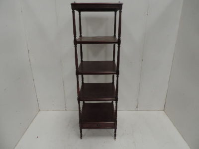 Mahogany Four Tier Turned Support Watnot with Casters