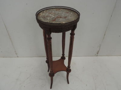 19th Century French Circular Marble Top with Ormolu Gallery Top Four Pillar Plant Stand
