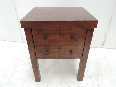 Small Mahogany Four Drawer Front Side Table on Square Legs