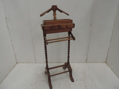 Oak Suit Stand on Barley Twist Supports with Two Cuff Link Drawers