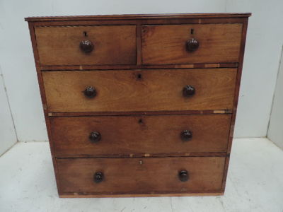 19th Century Mahogany Two Over Three Drawer Chest with Turned Bun Handles