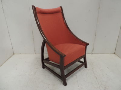 Arts & Crafts Mahogany Frame Upholstered Occasional Chair Signed Atcraft