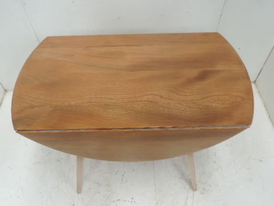 Vintage Blond Ercol Circular Elm Drop Leaf Dining Table